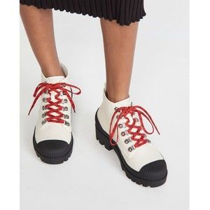 Villa Rouge Harper Ankle Boots Canvas Red Lace